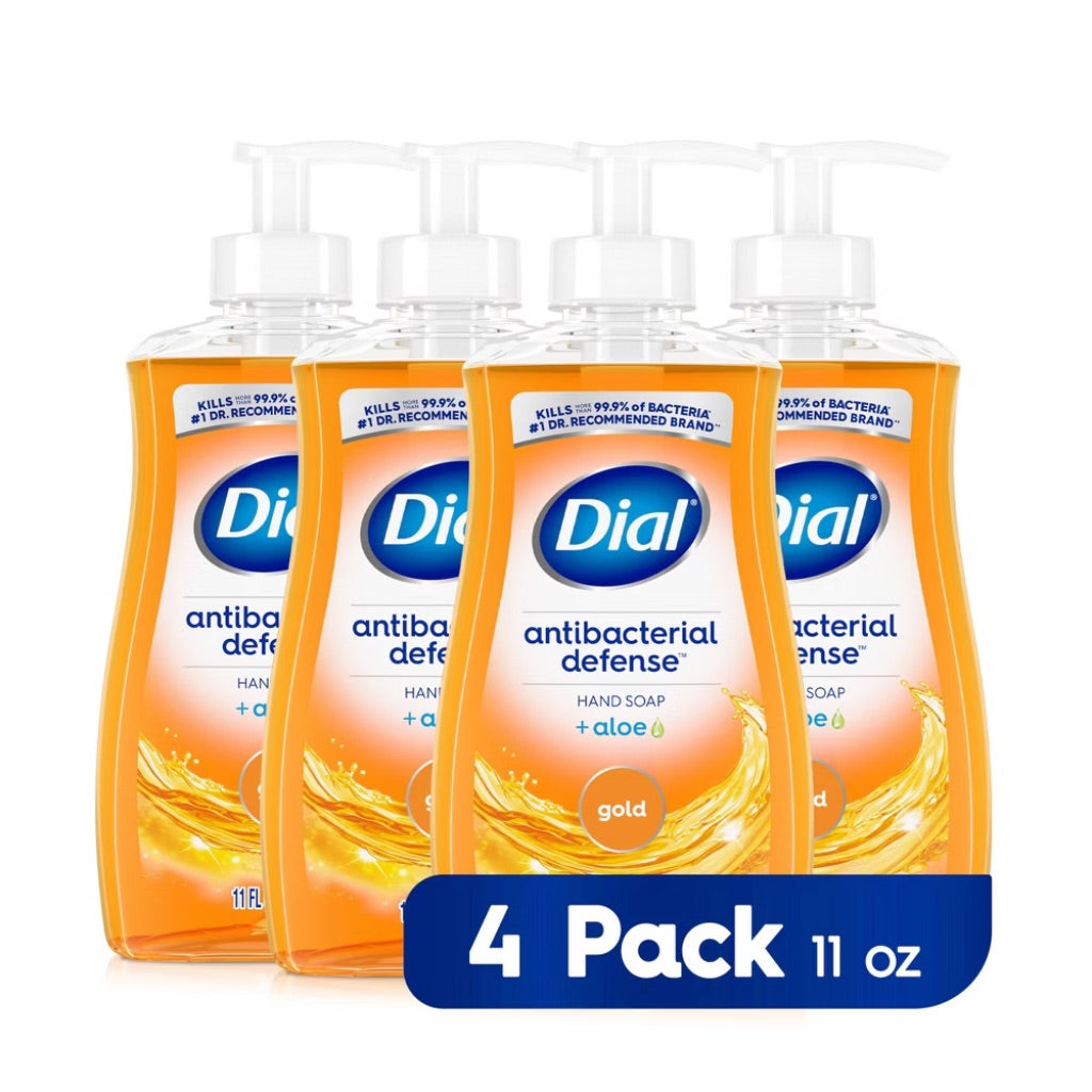 Dial Antibacterial Defense + Aloe Liquid Hand Soap - Gold, 11 fl. oz. (4 Pack)