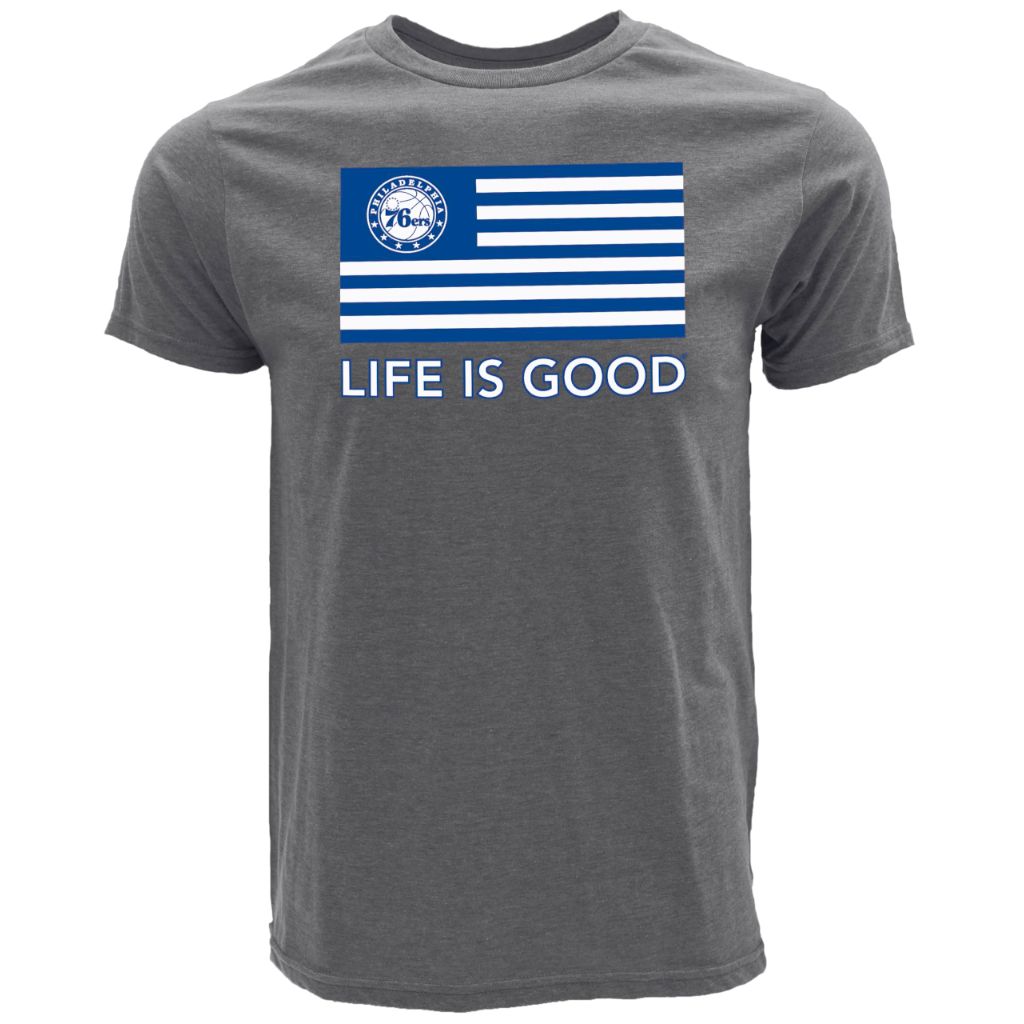Philadelphia 76ers NBA Officially Licensed Life is Good T-Shirt Flag Heather Gray, XX-Large