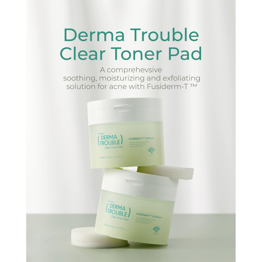 FUSIDYNE Derma Trouble Clear Toner Pads - 60ct Korean Exfoliating Pads with LHA & PHA for Pore Care