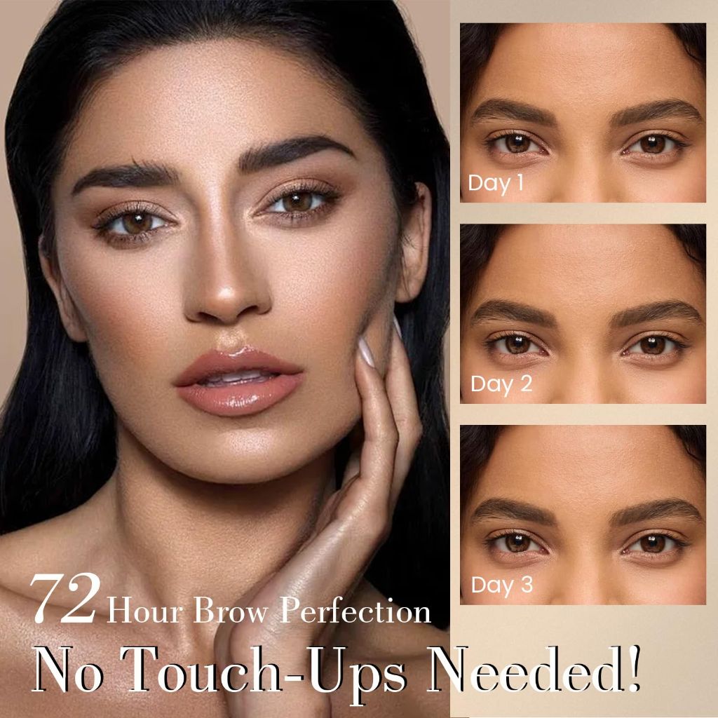 Tattoo Eyebrow Gel Easy Peel Off - Light Brown Eye Brow Gel, Waterproof & Transfer-proof - 02