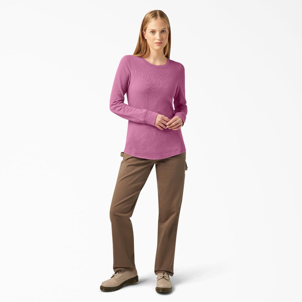 Dickies Women's Thermal Long Sleeve Shirt Pink, Small