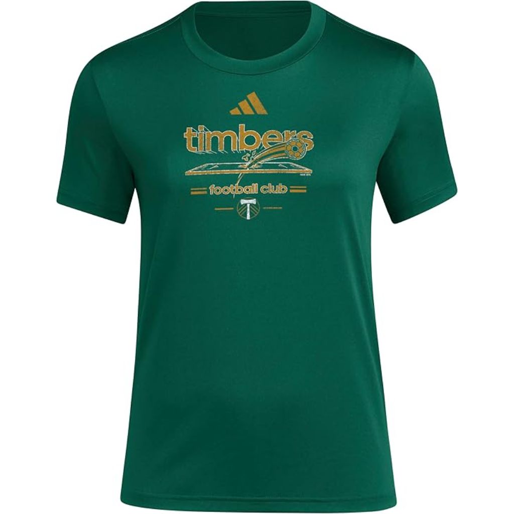 adidas Women's Vintage World Pre-Game Short Sleeve T-Shirt - Portland Timbers, Green (Large)
