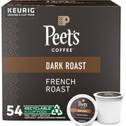 Peet's Coffee, Dark Roast Keurig K-Cup Pods - French Roast 54 Count (1 Box of 54 K-Cup Pods)
