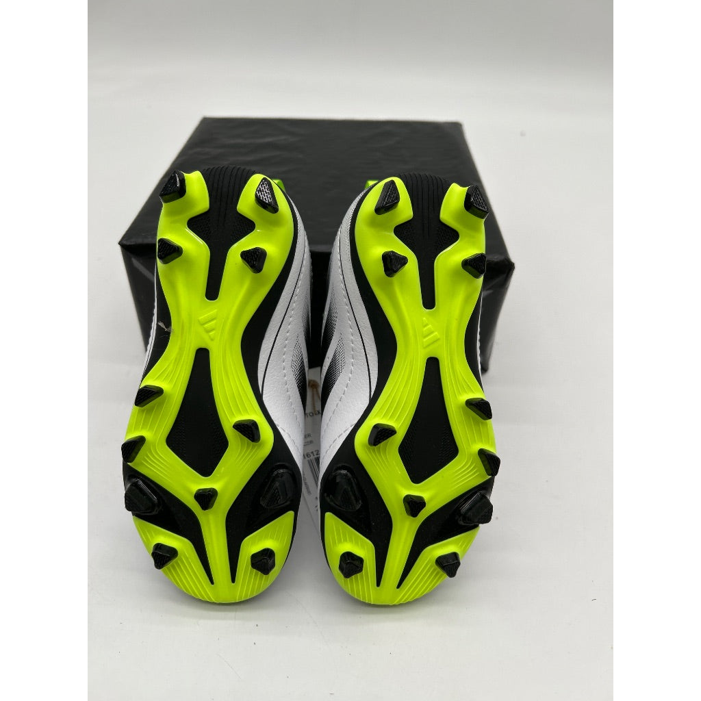 adidas Kids Goletto IX Firm/Multi Ground Junior Laceless Soccer Cleats, White/Core Black/Lucid Lemon Size 8.5 Toddler