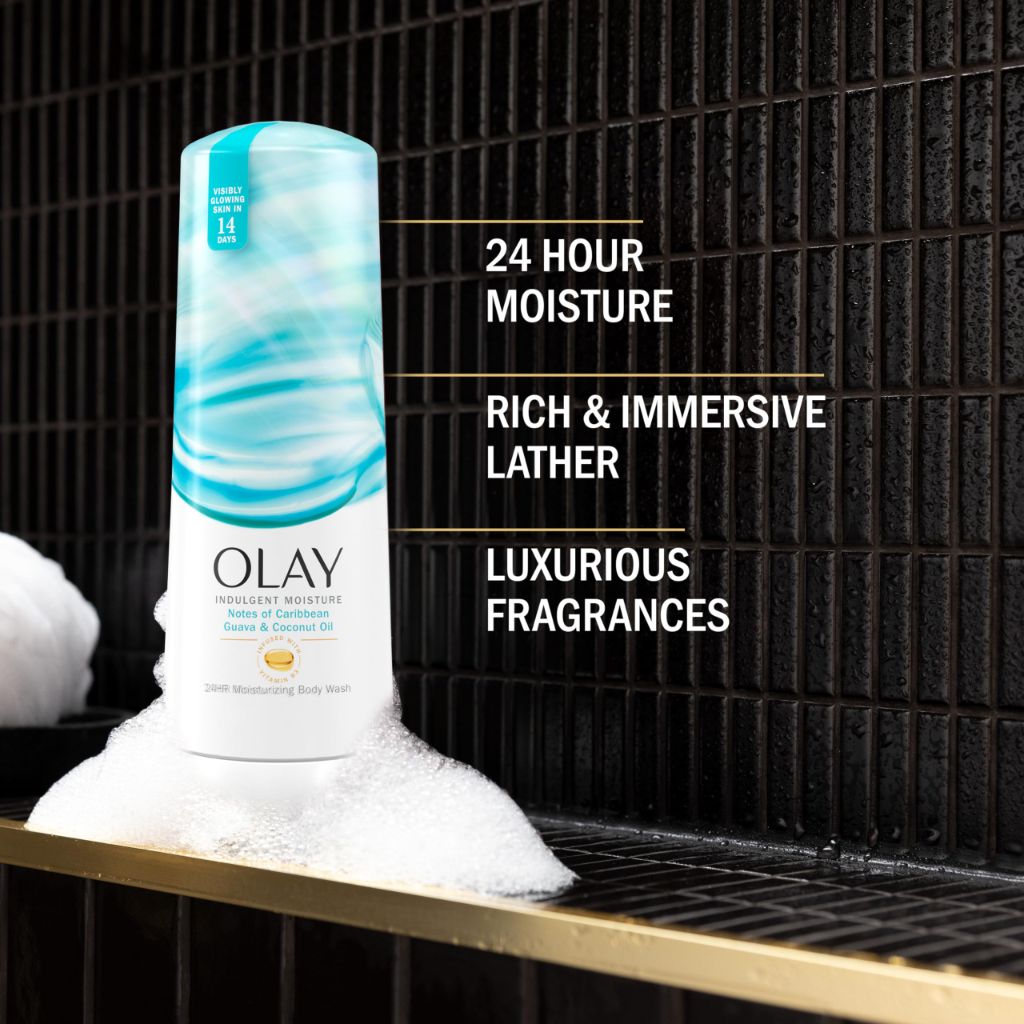 Olay Body Wash for Women, Indulgent Moisture, Guava & Coconut Scent, 20 fl oz