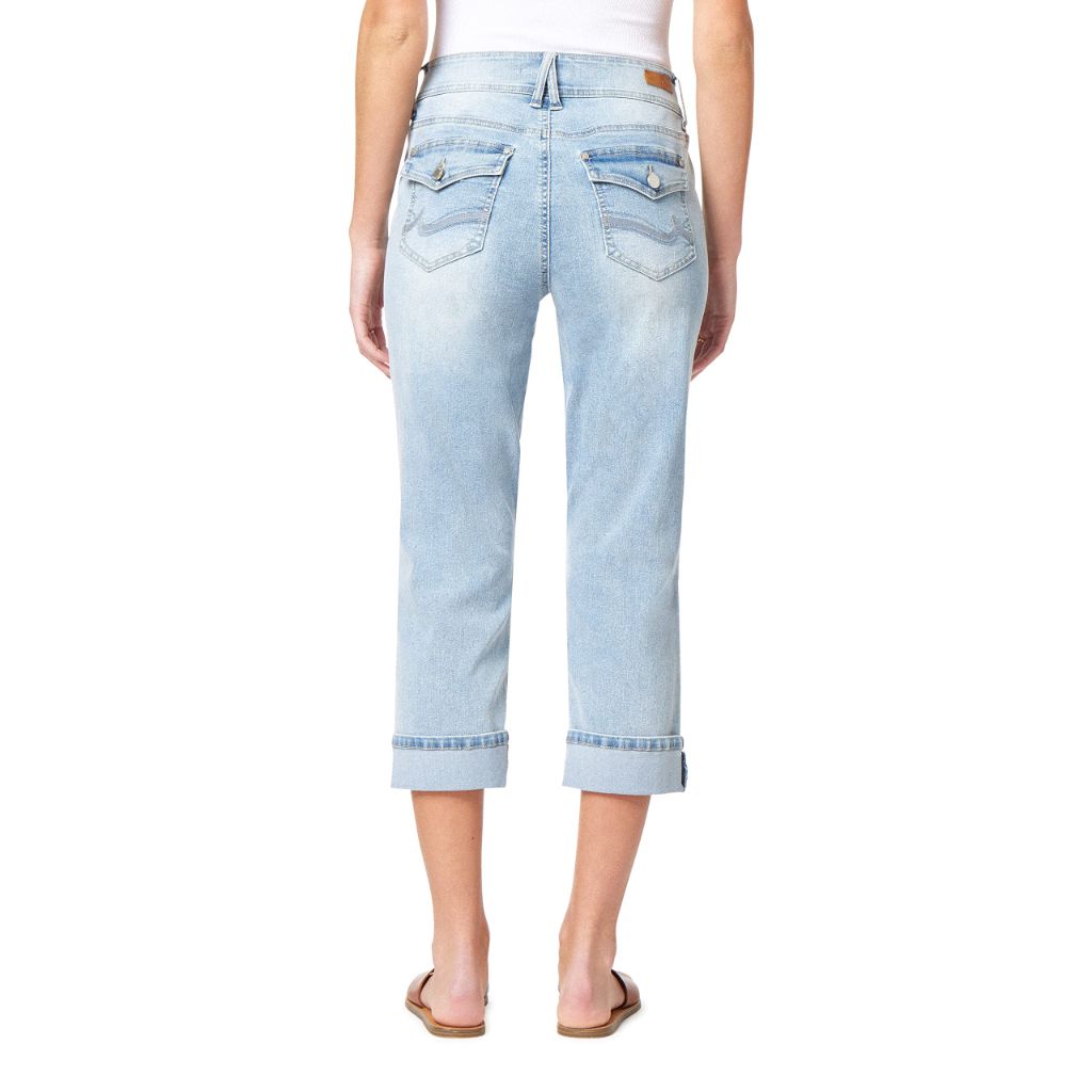 SZ 14, Angels Forever Young Curvy Cropped Jeans for Women, Denim with Contour Waistband  - Albany