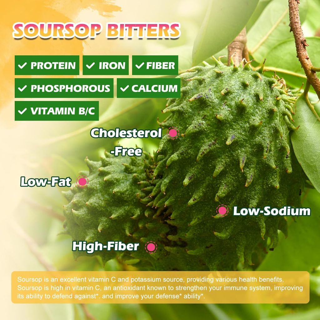 Soursop Bitters Liquid Drops with Irish Sea Moss, Black Seed Oil, Soursop Graviola Leaves Extract | 2 f.l oz