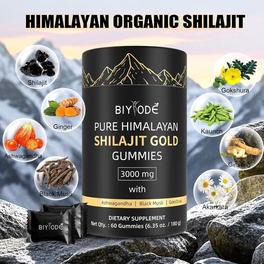 Shilajit Gummies: Pure Shilajit Himalayan Rich in Ashwagandha Gaulshura Fulvic Acid 85 Micronutrients Suitable for Men and Women No Added Sugar