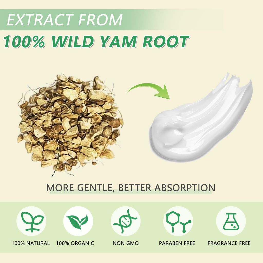 WFDL Wild Yam Cream for Hormone Balance, Organic Yam Cream with Chasteberry, (1.76 OZ)