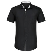 HISDERN Men's Short Sleeve Dress Shirt, Black, 2XL