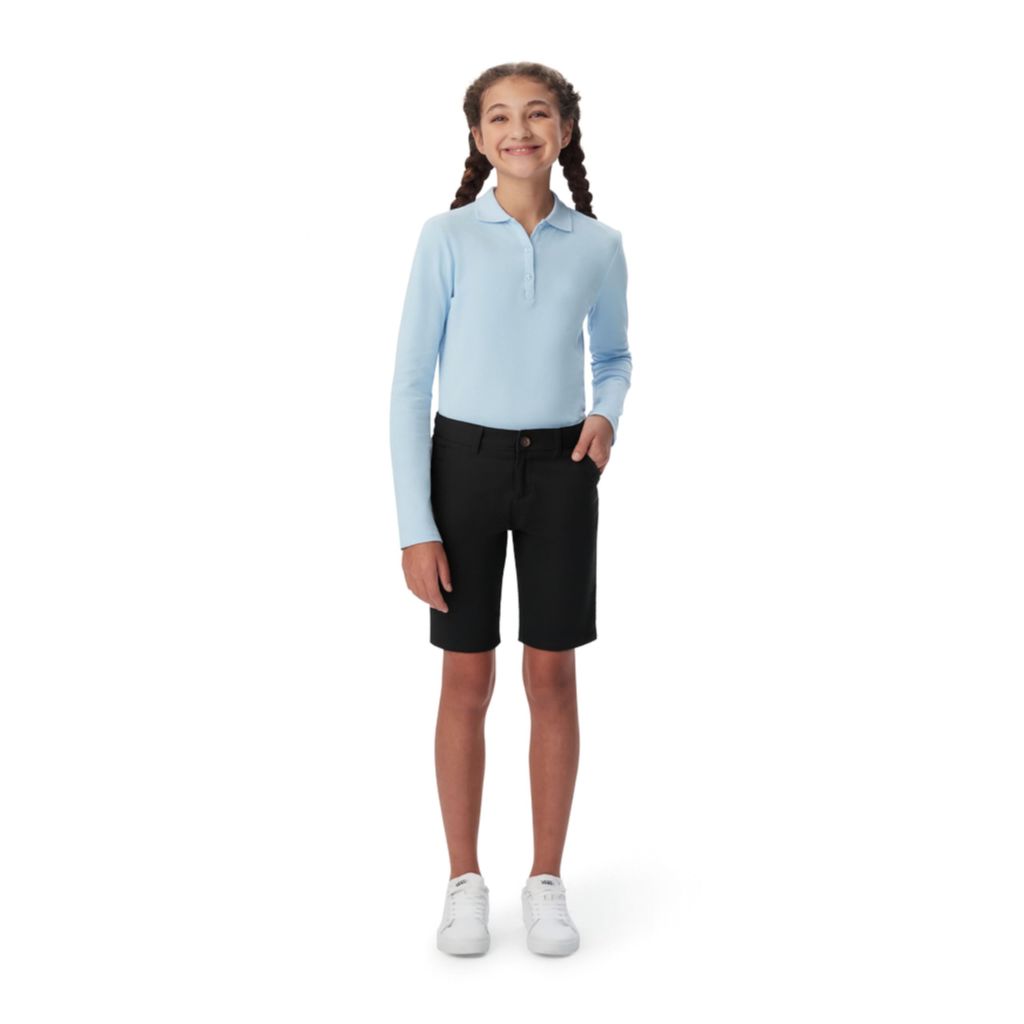 French Toast Girls' Adjustable Waist Twill Bermuda Shorts - Black, 12