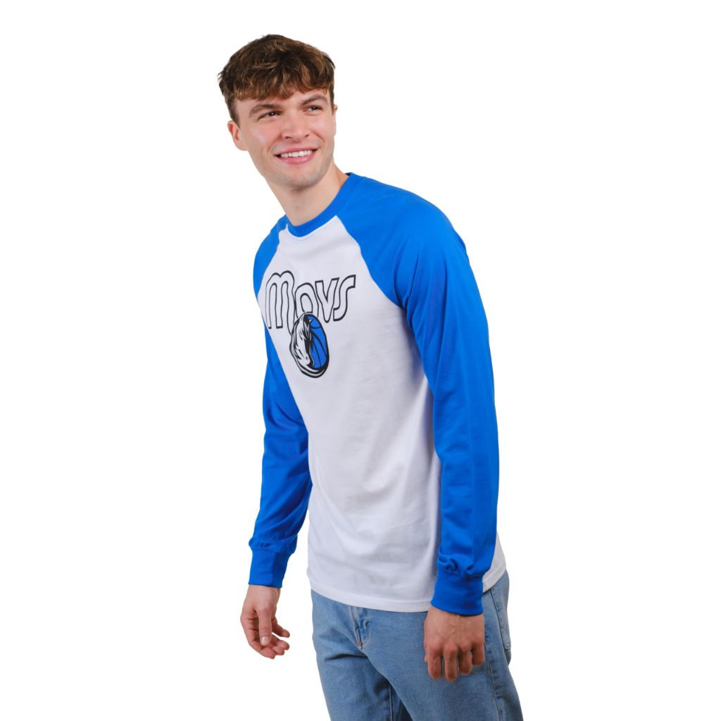 Ultra Game NBA Official Men’s Super Soft Raglan Baseball T-Shirt - Unisex, Dallas Mavericks, Team Color, Medium