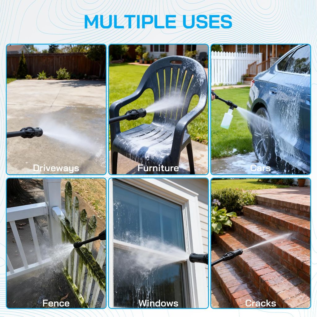 Electric Pressure Washer Power Washer Adjustable Nozzle, Pressure Cleaning Machine with Foam Cannon