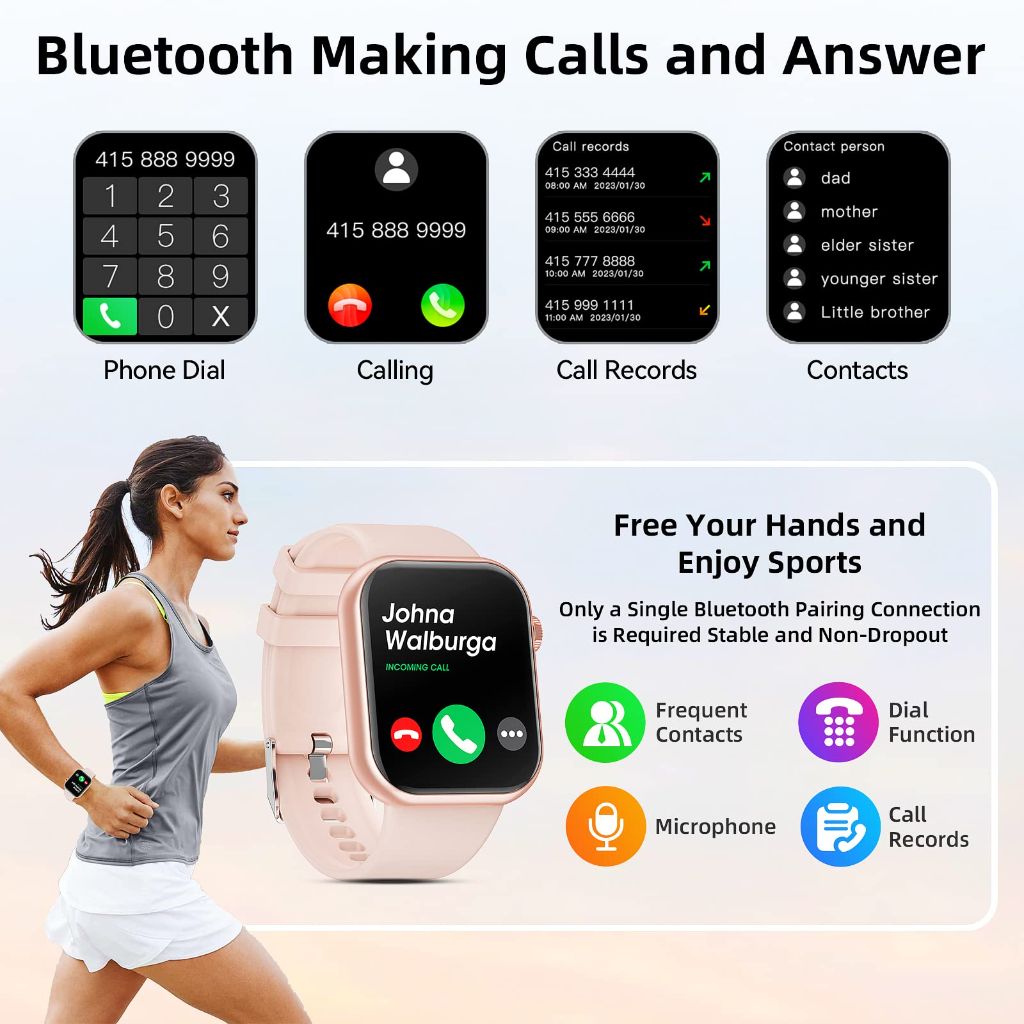 Hwagol Smart Watch (Answer/Make Call) 1.85inch Fitness Tracker