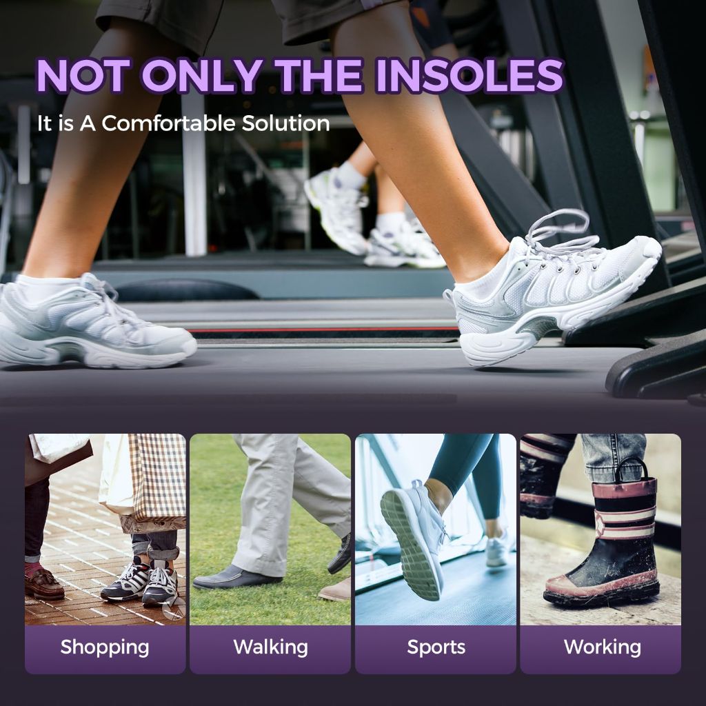 Eimocs Plantar Fasciitis Pain Relief Insoles Unisex, Sports Inserts with Reinforced Arch Support