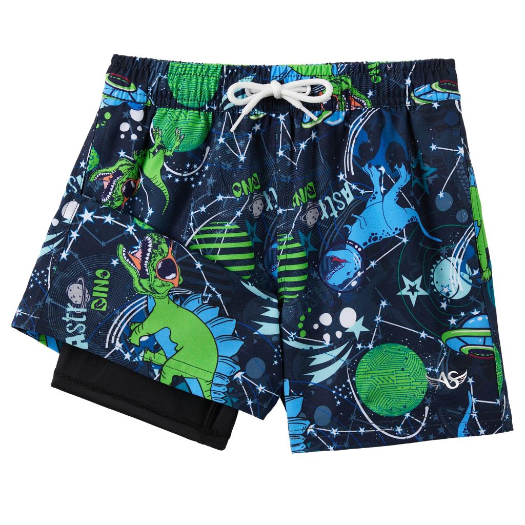 SZ 3T Angel season Toddler Boys Bathing Suit for Swimming with Compression Liner | Blue Dinosaur