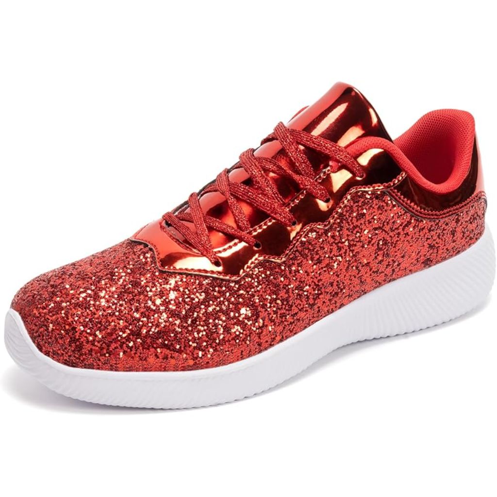 Women's Glitter Sneakers Shoes Lightweight Tennis Shoes Metallic Sequin Walking Shoes