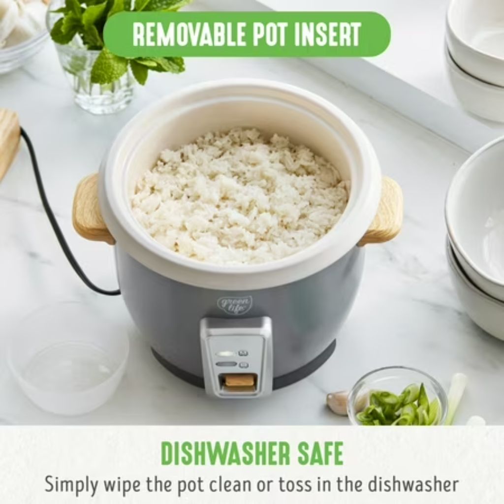 GreenLife Rice and Shine Non-Stick Electric Rice Cooker - Quartz Gray, 3 Cups