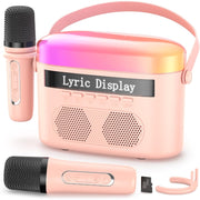 Karaoke Machine with Lyrics Display Screen, Bluetooth - Pink