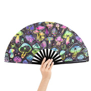 JYSILIYH Large Folding Hand Rave Fan, (Mushroom)
