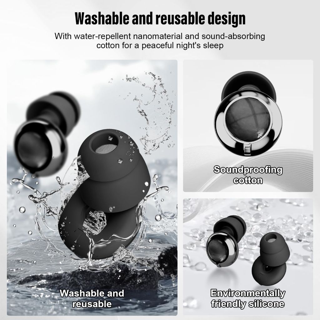 Noise Cancelling Ear Plugs for Sleeping: 3 Modes Adjustable and Reusable Ear Protection Earplugs for Sleep to Sound Reduction
