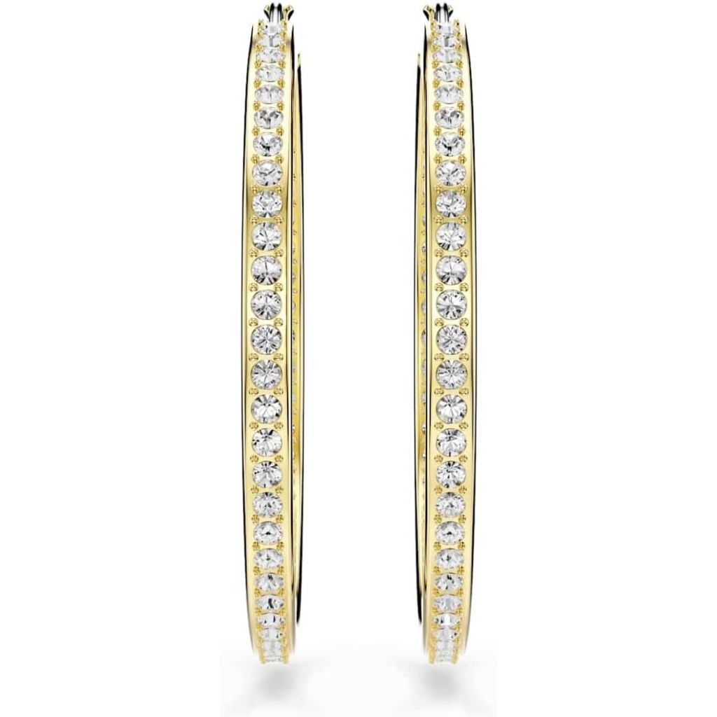 Swarovski Sommerset hoop earrings, White, Gold-tone finish