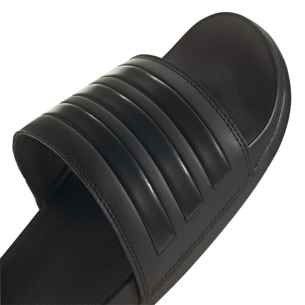 Adidas unisex adult Adilette Comfort Slide Sandal, Core Black/Core Black/Core Black, 5 Women 4 Men US