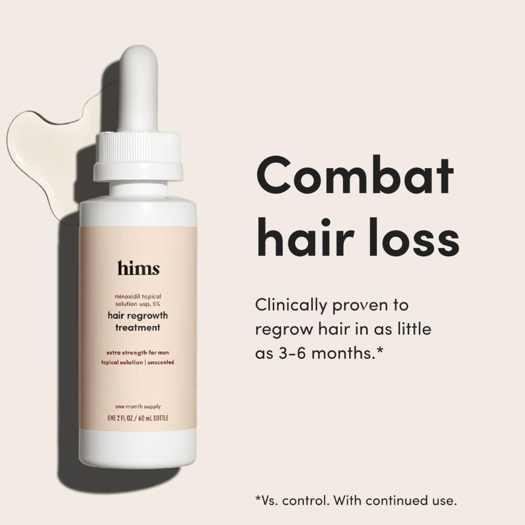 Hims Topical Minoxidil Solution, 5% - Extra Strength Hair Growth Treatment for Men - Unscented