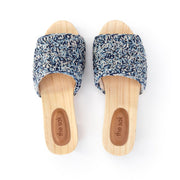 The Sak Ella Clog Sandal in Crochet, Slip On Shoe, Blue Static Shell