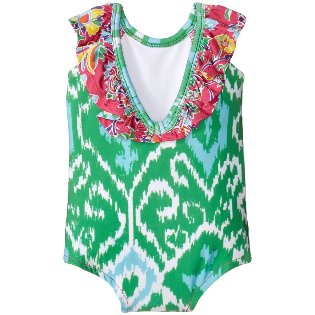 Masala Baby Girls Baby Flutter One Piece Ananya Floral Pink, Pink/Green, 3-6 Months