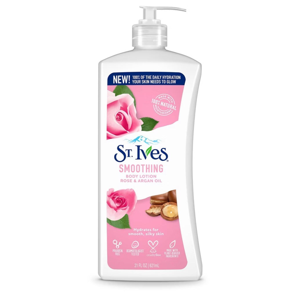 St. Ives Smoothing Hand & Body Lotion, Rose & Argan Oil for Dry Skin, 21 fl. oz.