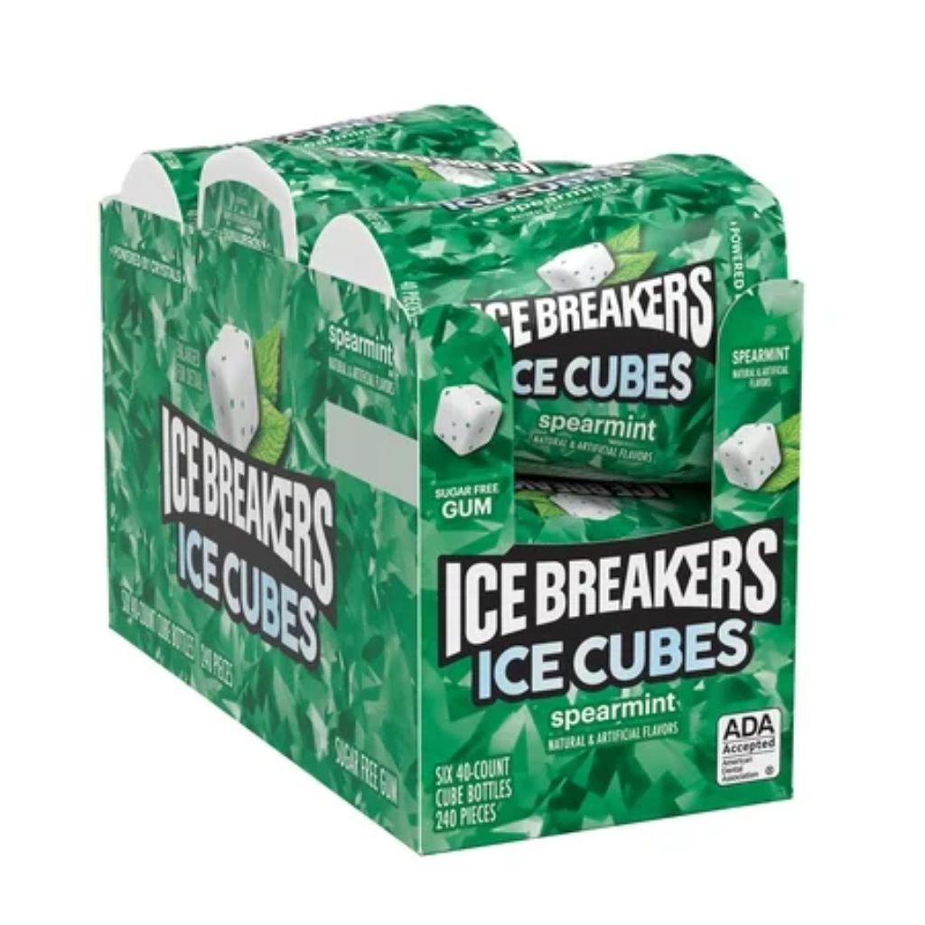 Ice Breakers Ice Cubes Sugar Free Chewing Gum Bottles - Spearmint, 40pcs (6 Pack)