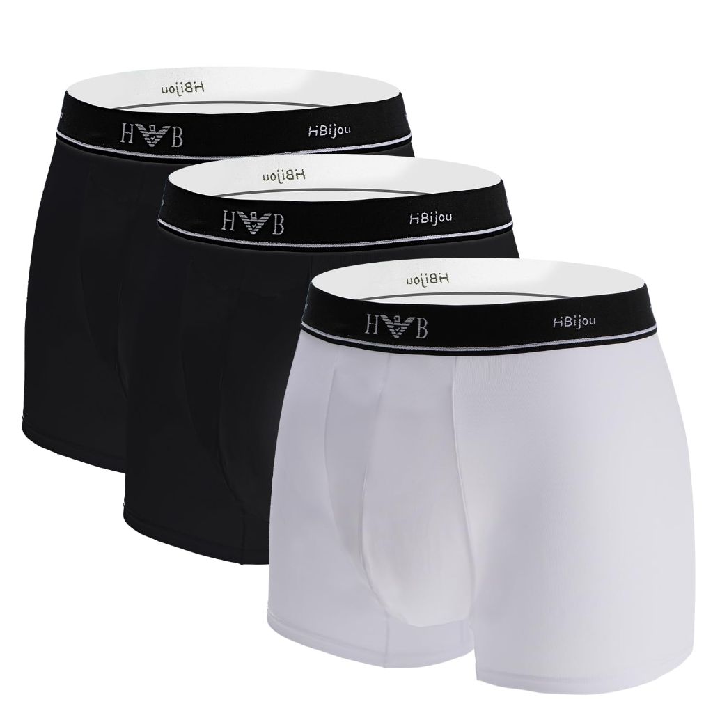ODOMEIDIC Men's Underwear Boxer Brief with Quick-Dry Moisture Wicking (US, Alpha, XX-Large, Regular, Regular, 3, Black/White)