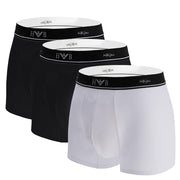 ODOMEIDIC Men's Underwear Boxer Brief with Quick-Dry Moisture Wicking (US, Alpha, XX-Large, Regular, Regular, 3, Black/White)