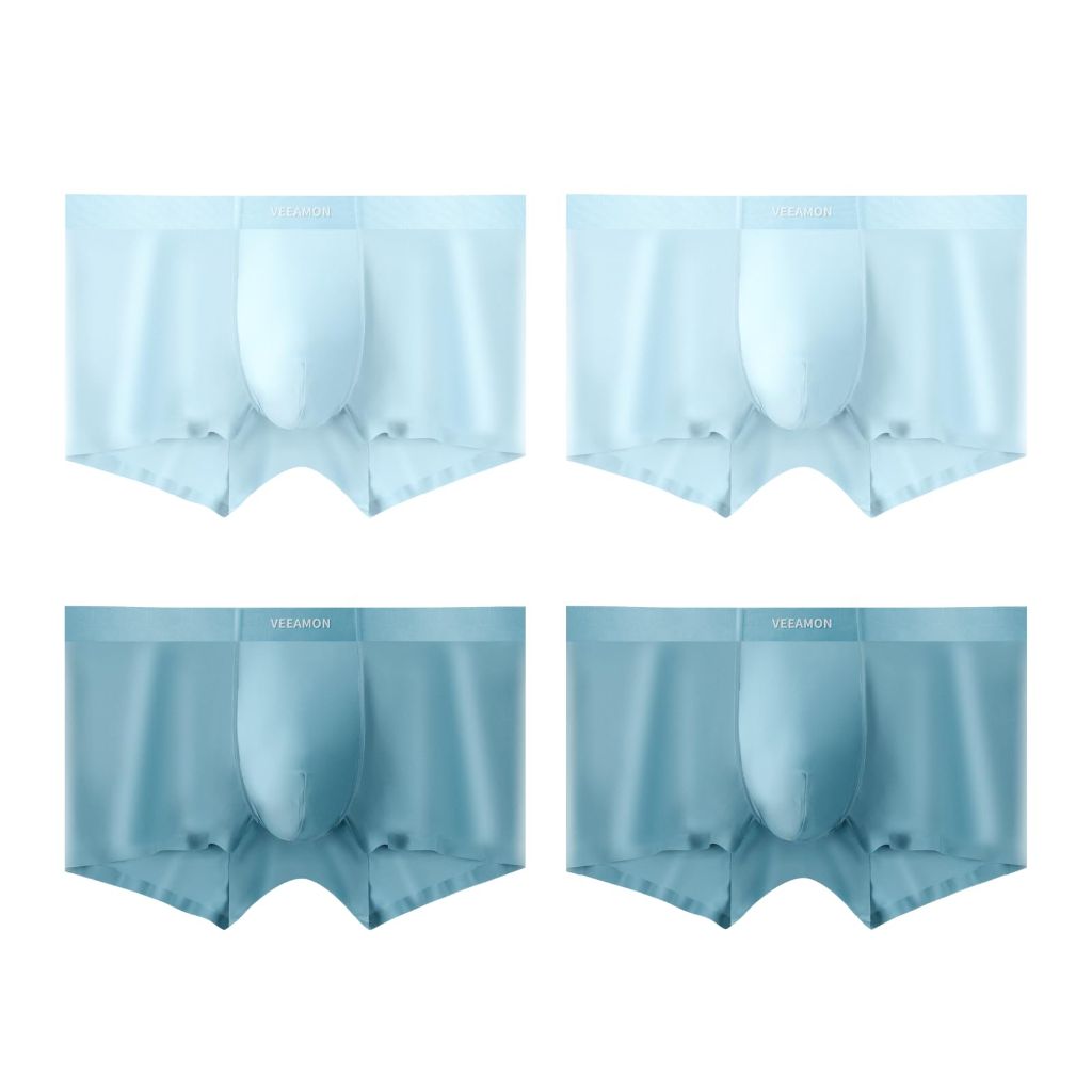 SZ S, VEEAMON Mens Ice Silk Underwear 4-Pack Boxer Briefs Comfortable Soft Trunks Underwear With Gift Box