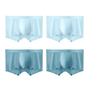 SZ S, VEEAMON Mens Ice Silk Underwear 4-Pack Boxer Briefs Comfortable Soft Trunks Underwear With Gift Box