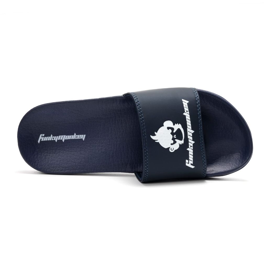 FUNKYMONKEY Slides for Men, Indoor & Outdoor Comfort Casual Sandals (8 M US, Navy)