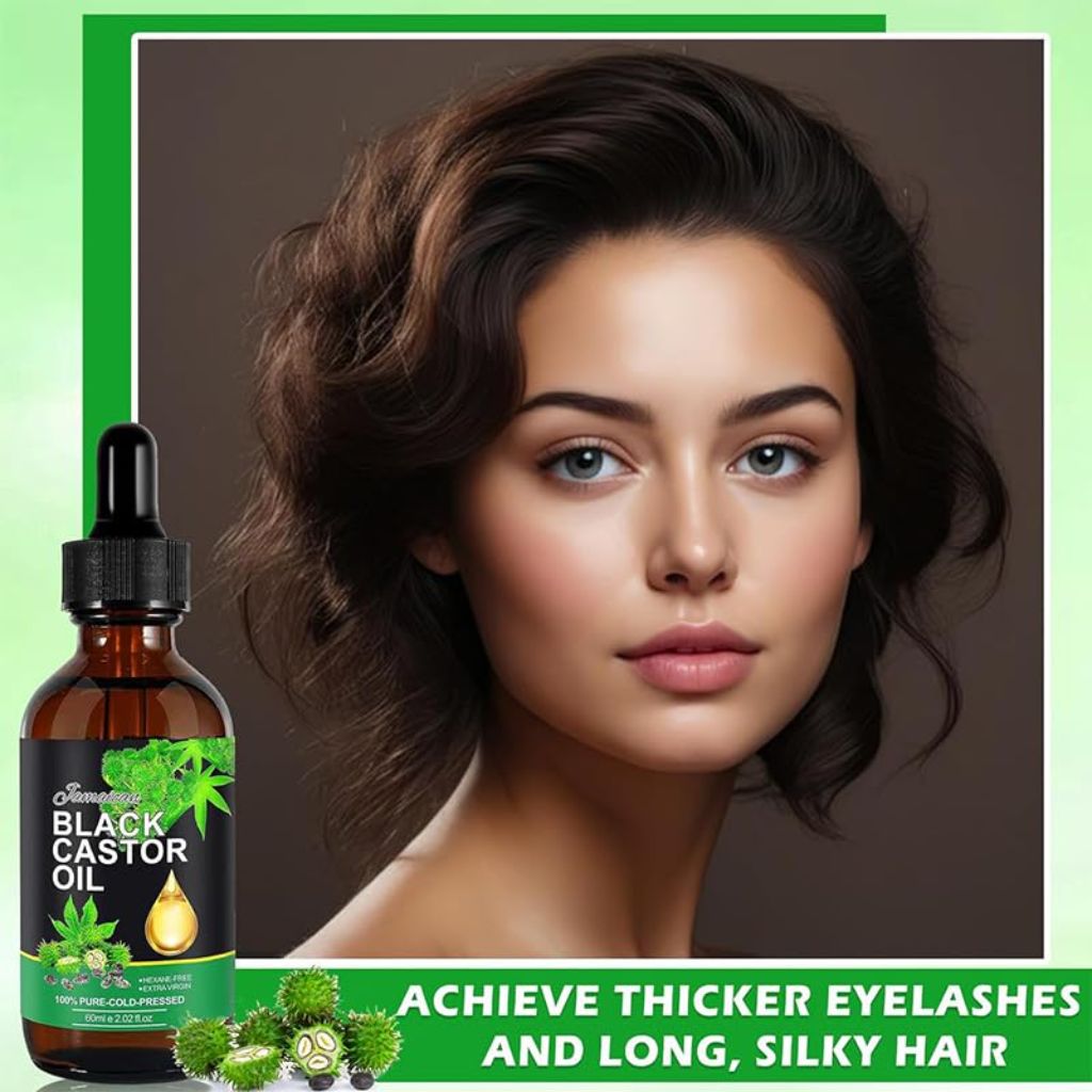Jamaican Black Castor Oil, 100% Natural & Pure Cold Pressed Oils for hair growth, Eyelashes and Eyebrows, Castor Oil Organic