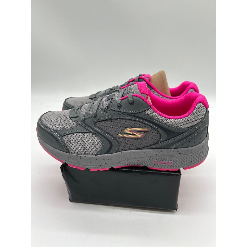 Skechers Women's GO RUN Consistent Running Shoes, Vivid Horizon Gray/Pink - Size 8.5 Wide