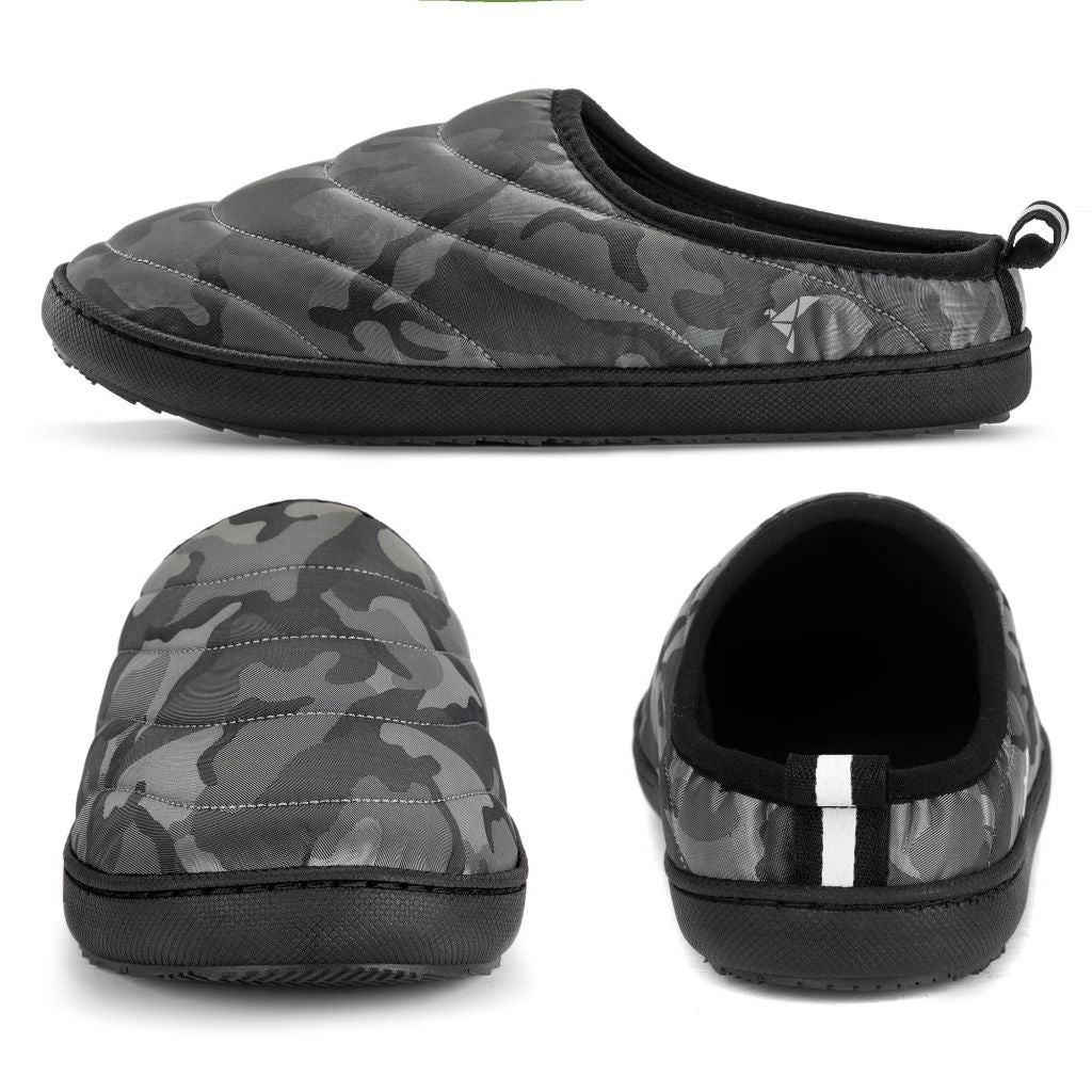 SZ 9-10M RockDove Men’s Trail-Therm Quilted Memory Foam Slippers, Anti-Slip Rubber Sole | Urban Camo