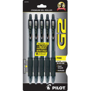 Pilot G2 Fine Point Rolling Ball Gel Pens, Black Ink, 5 Ct