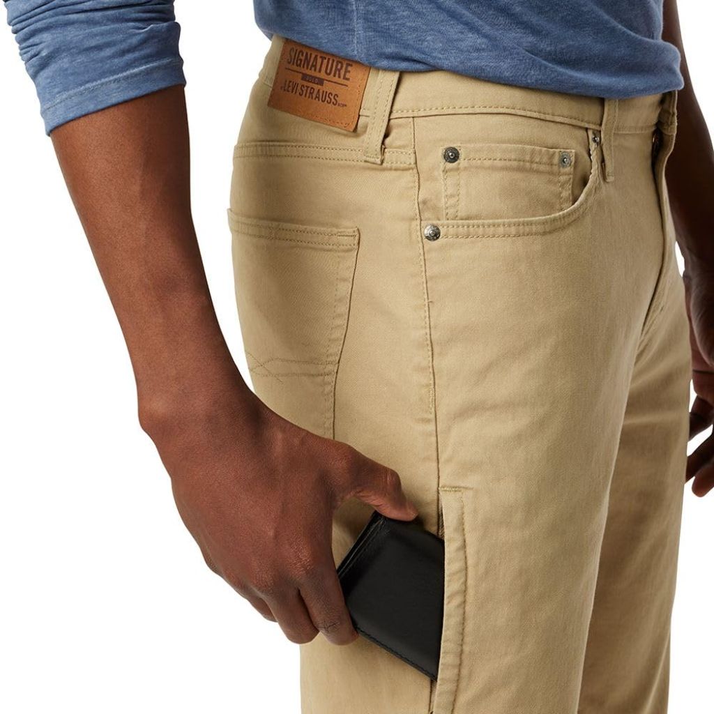 Levi Strauss Signature Gold Men's Athletic Tech Jeans, british khaki, 50W x 32L