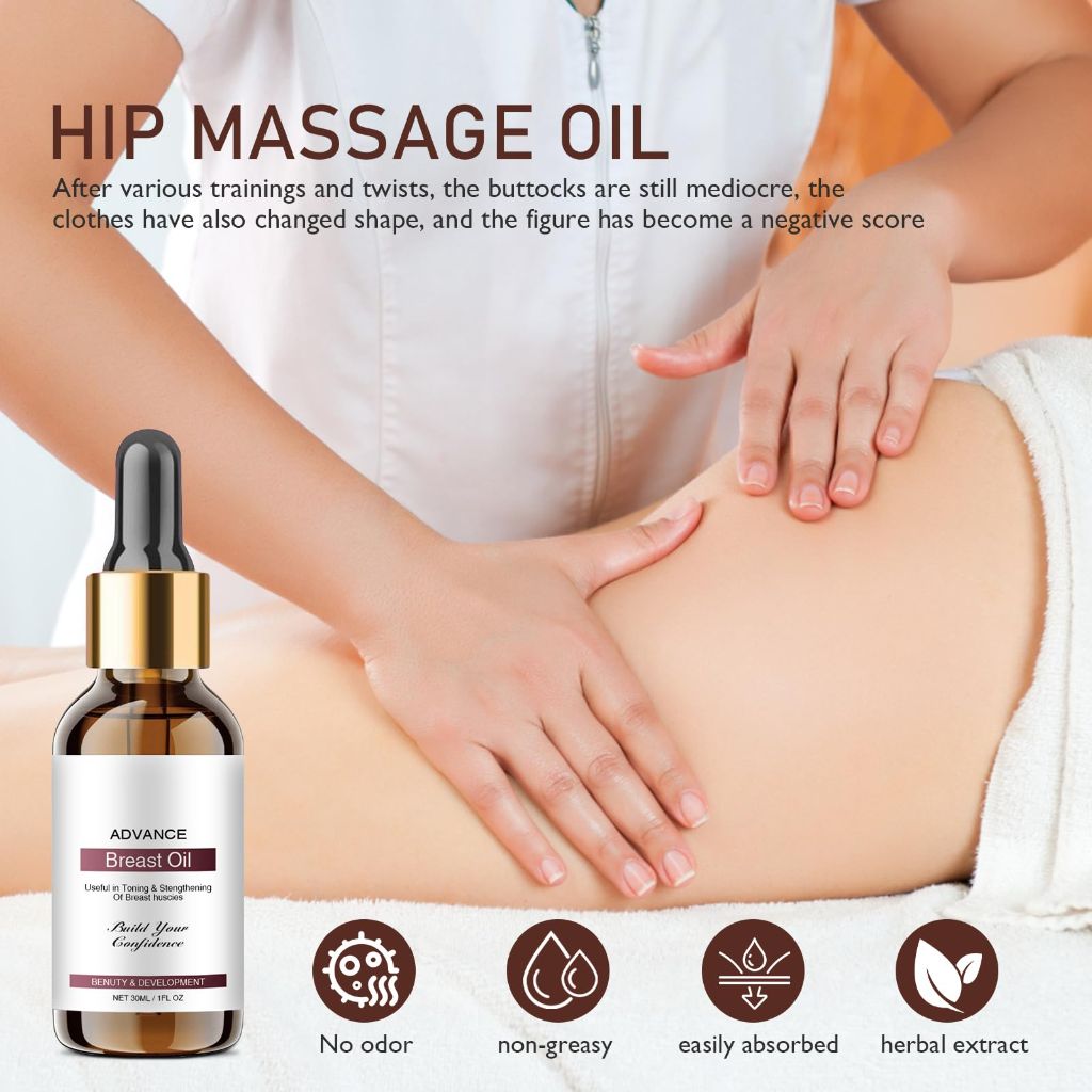 Jwtolp Natural Bust Oil, 3 Fl Oz, Paraben-Free Moisturizing Chest Care, 2-Pack, All Skin Types (1)