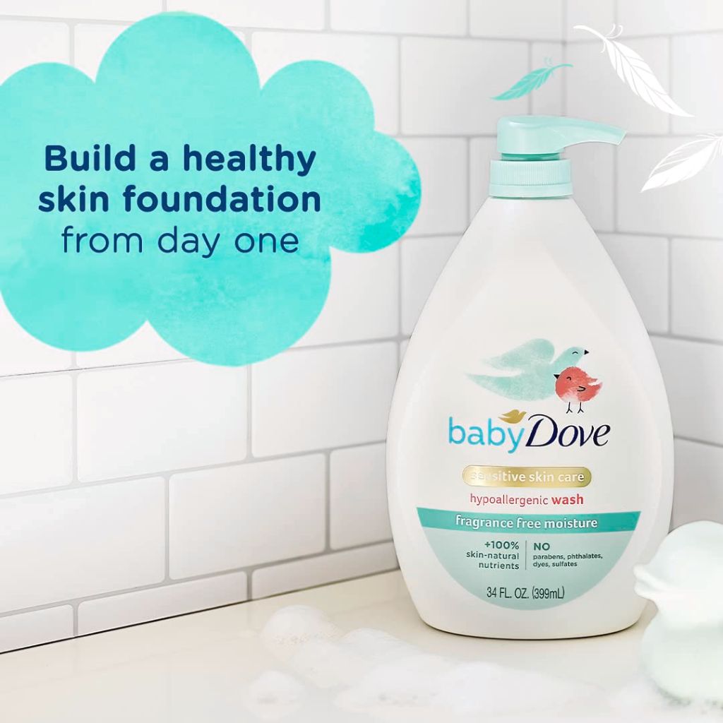 Baby Dove Sensitive Skin Care Baby Wash, Fragrance Free, 34 oz