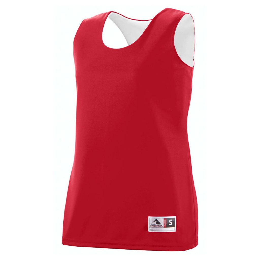 Augusta Sportswear Ladies Reversible Wicking Tank, Red/White, Large