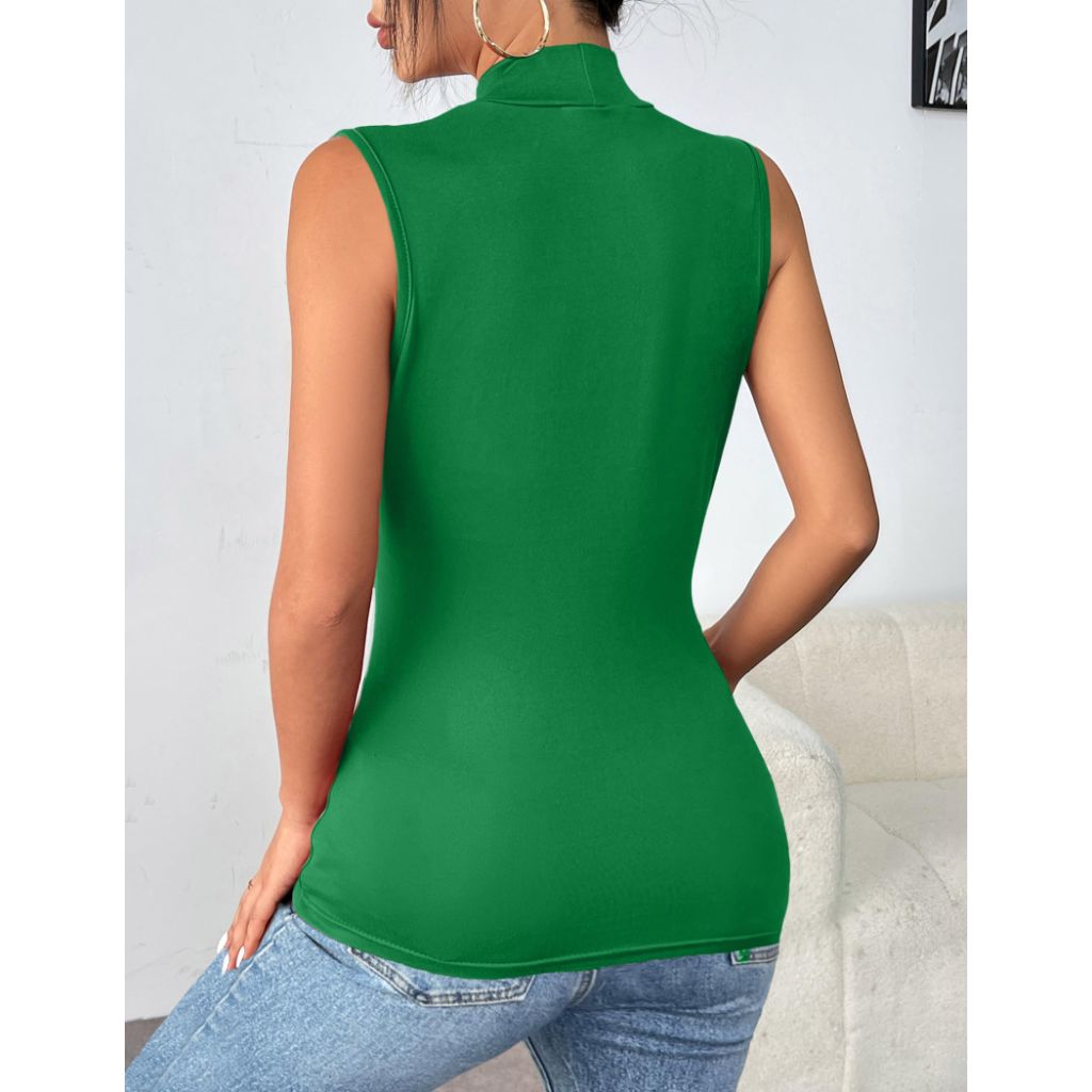 Zeagoo Womens Mock Turtleneck Tank Tops 2026 Slim Fitted Sleeveless Top Stretchy Basic Casual Layer Tee Shirts Green