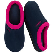 RockDove Women's Polar Fleece Two-Tone Memory Foam House Slippers, Size 7-8 US Women, Dark Navy/Fuchsia