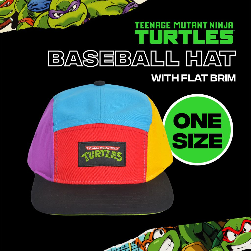 Teenage Mutant Ninja Turtles Baseball Cap, TMNT Adult Skater Snapback Baseball Hat with Flat Brim, Multi, One Size