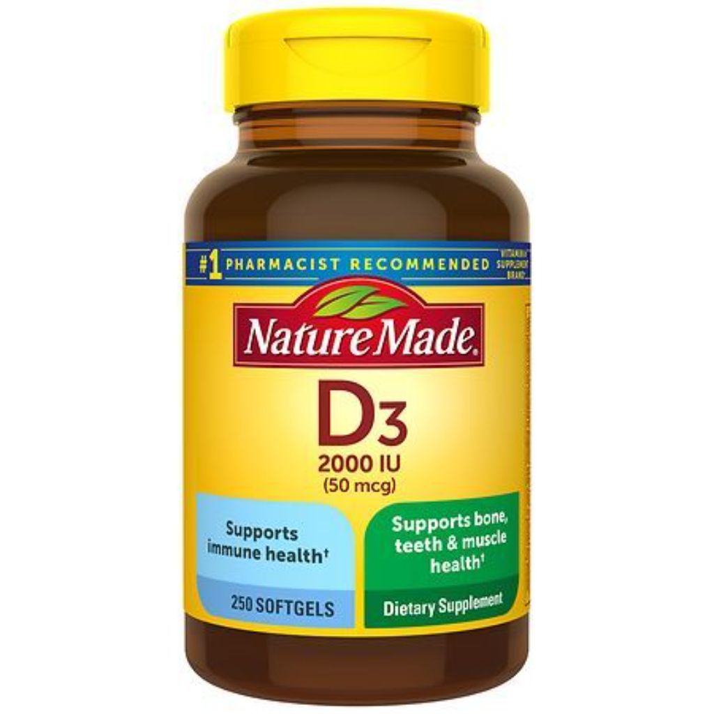 Nature Made Vitamin D3 2000 IU (50 mcg) Softgels  250 Count