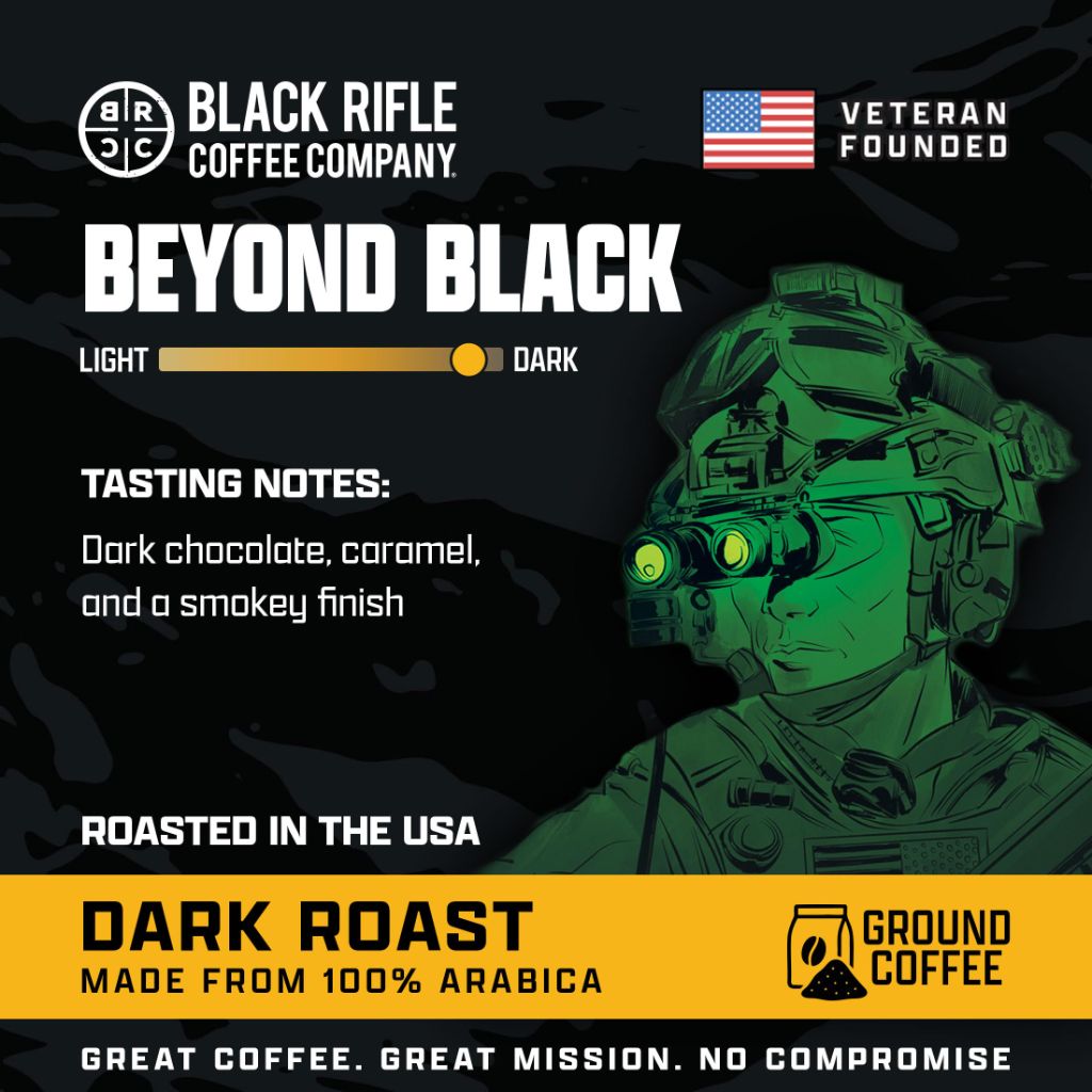 Black Rifle Coffee Company Beyond Black, 12oz Bag, Ground Coffee Dark Roast